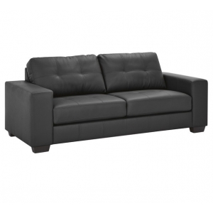 Nola Pu leather 3 Seat Black Sofa